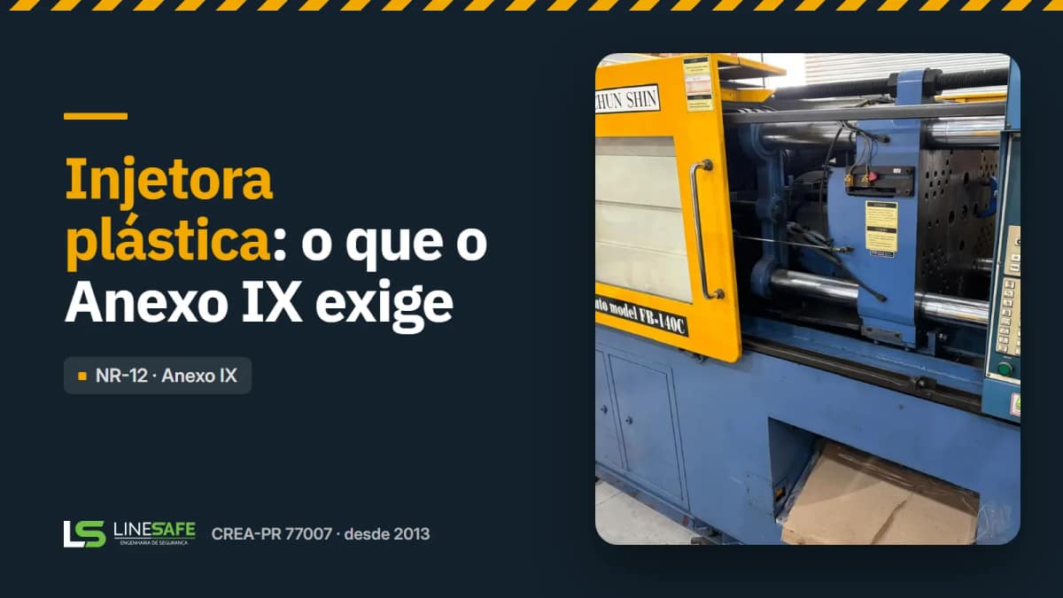 Capa do artigo: Adequação NR-12 de injetora plástica: o que o Anexo IX exige